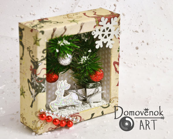 новогодняя открытка shadow box своими руками
